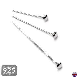 Sterling Silver Flat Headpins 20 25 30 40mm 3mm Plate 21 Gauge Jewellery Making - Picture 1 of 7