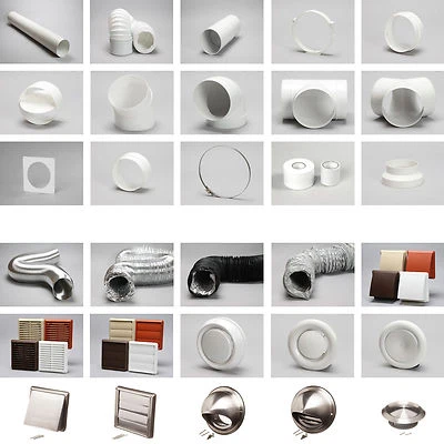 4" 100mm Plastic Round Kitchen Ducting Ventilation Duct Pipe Tube Extractor Fan  - Image 1 of 2