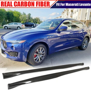 Fits Maserati Levante 2016-2020 REAL CARBON SIDE SKIRTS EXTENSION BLADES LIP - Bild 1 von 12