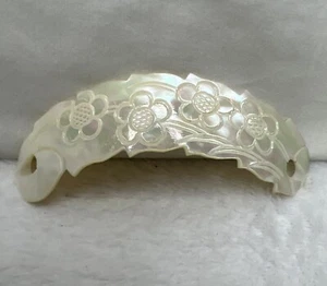 Vintage Chinese Mother Of Pearl Hair Clip Pin Barrette Flowers Hand Carved 4.25” - Picture 1 of 7