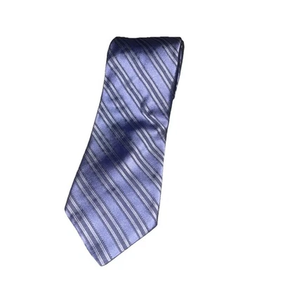 Gravata masculina IKE BEHAR 100% seda designer EUA listrada azul/marinha - Imagem 1 de 4