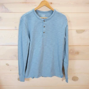 Untuckit Men's size M Henley Shirt Light Blue Long Sleeve Casual 100% Cotton - Picture 1 of 11
