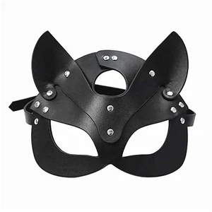 Women Artificial Leather Fox Eye Mask Animal Role-Playing Mask - Picture 1 of 11