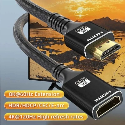 Cable HDMI 2.1 8K 4K 60Hz macho a hembra cable de extensión adaptador dinámico HDR ARC Foto 1 de 4