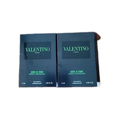 2 Valentino Uomo Born in Roma Green Stravaganza Eau de Toilette Muestra 0.04 OZ  Foto 1 de 2