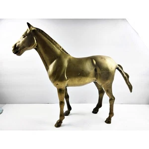 Brass Horse Statue Vintage Heavy Solid 11.5” Tall - Picture 1 of 16