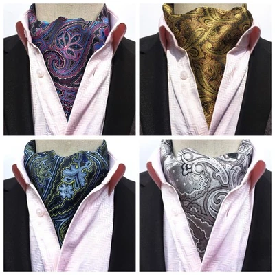 New Men's Classic Formal Cravat Ascot Tie Scarves Wedding Party Necktie Paisley - Image 1 of 4