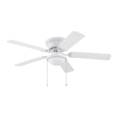 Hugger 52 pulgadas Ventilador de techo LED blanco interior con kit de luz Foto 1 de 4