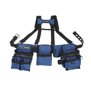 Blue 24 Pocket Polyester Framer's Tool Belt w/ Padded Suspender Adjustable Strap - Picture 1 of 2