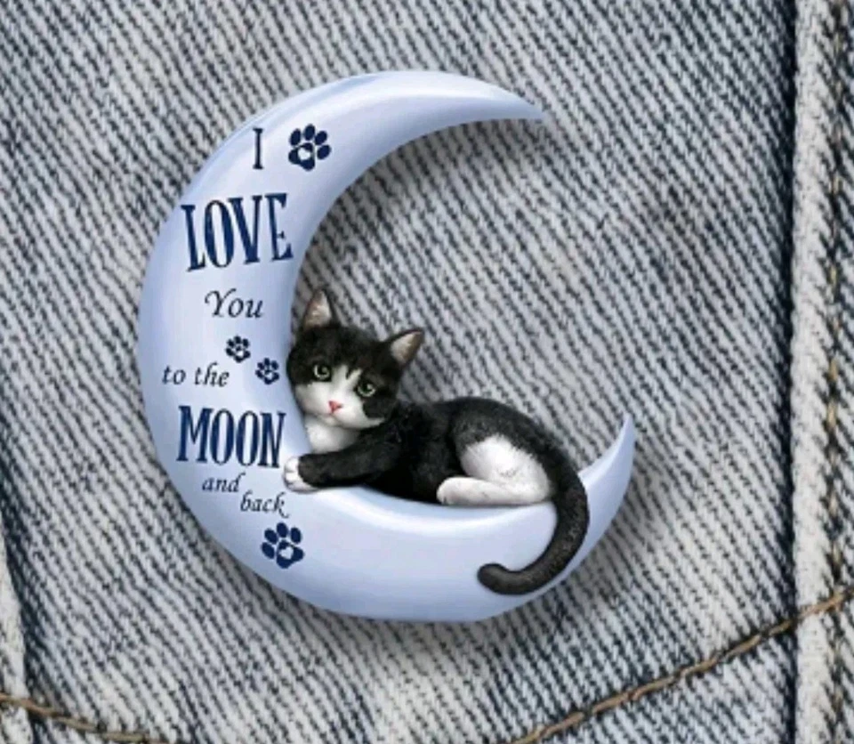 Tuxedo cat Pin Acrylic Flat 2D fashion jewelry NEW Free Ship 2 Inch - Image 1 of 1