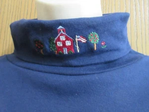 NORTHERN ISLES long sleeves TURTLE NECK BLUE cotton knit top shirt sz XL NOST - Picture 1 of 8