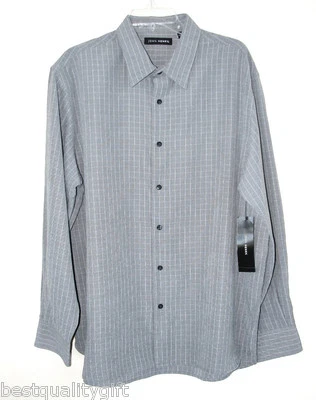 NEW JOHN HENRY MEN'S EBONY POLYESTER COLLARED/BUTTON-UP SHIRT X-LARGE - Image 1 of 4