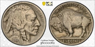 1919-D Buffalo Nickel 5C PCGS F15 #0062 - Image 1 of 4