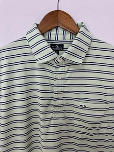 Fish Hippie Co Pocket Polo Shirt Men's Medium Green Striped Performance Golf - Picture 1 of 7