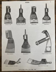 Book Clipping Photo Vintage Tools Adzes Wall Art - Picture 1 of 1