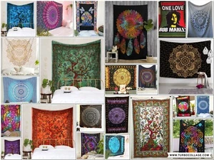 Manta tapiz colgante de pared sábanas individuales dobles decoración hogar dormitorio étnico - Imagen 1 de 46