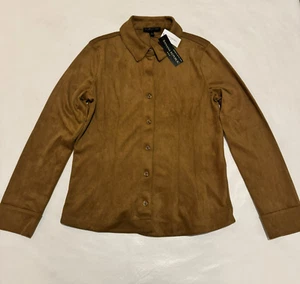 Blusa donna manica lunga con bottoni ecopelle marrone Banana Republic nuova con etichetta piccola - Foto 1 di 14