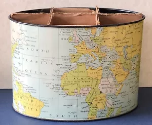 Mappamondo Vintage Latta Litografia Scrivania Organizer Porta Lettere Ufficio Giappone - Foto 1 di 5