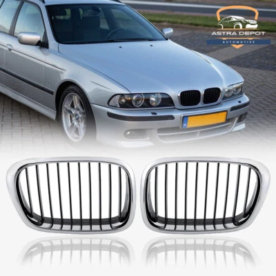 Chrome Black Front Kidney Grill Fits 97-03 BMW E39 M5 Series 525i 528i 530i 540i Foto 1 de 4