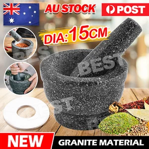 Granite Pestle and Mortar Unpolished Solid Granite Spice Grinder Tool 15cm AU - Picture 1 of 9