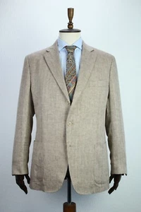 Lux BOGGI MILANO Beige PURE LINEN Herrigbone Sport Coat Blazer 56IT 46US/UK - Picture 1 of 9