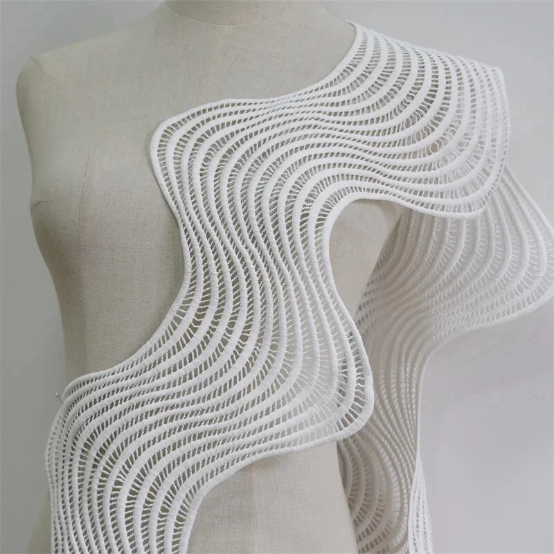 Cinta De Encaje Blanco Venise Con Borde Bordado Para Manualidades De Costura, Apliques De Boda, Decoración Del Hogar