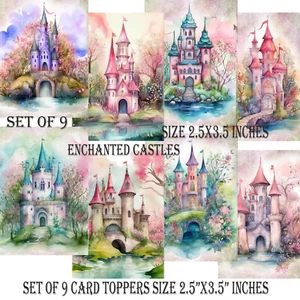 Card Toppers Fairy Fantasy Pink Castles Enchanted Forest Scrapbooking Journaling - Picture 1 of 3