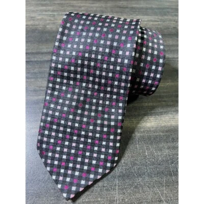 Corbata Etiqueta Plateada Rosa Blanco Cuadrados Patrón Negocios Carrera Hombres Foto 1 de 4