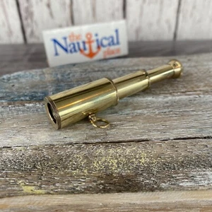 Brass Telescope w/ 27" Chain, Small Pocket Size Spyglass, Nautical Monocular - Picture 1 of 7