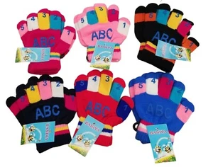 KIDS Magic Gloves w/ ABC's and 123's- Various Colors - 6 PAIR - Picture 1 of 1