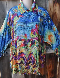 CAMICIA GRANDE DIPINTA A MANO VAN GOGH INSPIRED ART TO WEAR ART DILEMMA ARTISTA DIPINTA A MANO, OS! - Foto 1 di 4