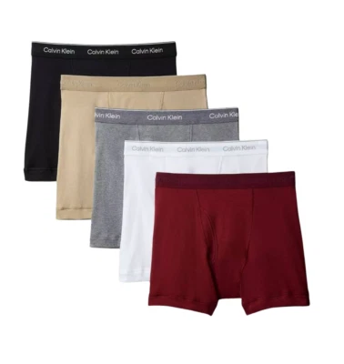 Paquete de 5 calzoncillos boxer clásicos 100 % algodón Calvin Klein para hombre NB4103 GRANDES SIN CAJA Foto 1 de 4