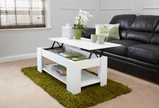 Lift Up Storage Coffee Table with Shelf White