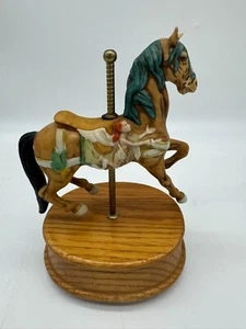 Vintage Willitts Handcrafted Carousel Horse Figurine With Angel Design On Wooden - Picture 1 of 9