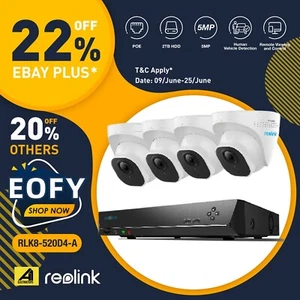 Reolink 8CH 5MP Security System Kit CCTV Person/Vehicle Detection RLK8-520D4-A - Picture 1 of 10