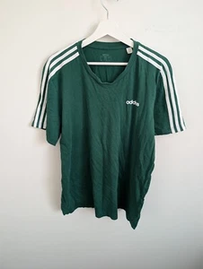 Adidas T-Shirt Mens Size Xl Green Three Stripe Cotton Script Logo Adults - Picture 1 of 8