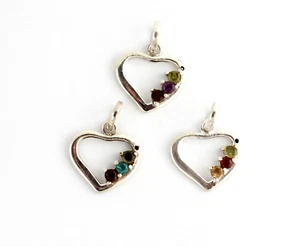 Edelstein Anhänger in 925 Silber Peridot Amethyst Citrin Granat Topas Herzform  - Bild 1 von 1