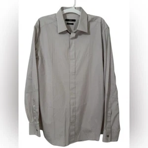 Z Zegna Herren versteckte Knöpfe grau Langarm Hemd Drop 8 Fit Neck 16 - Bild 1 von 10