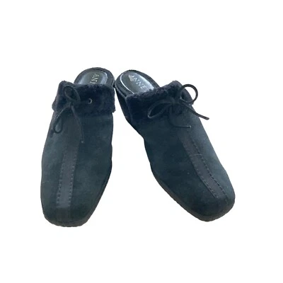 Mulas Anne Klein negras de gamuza/piel sintética hechas en Italia talla 8 Foto 1 de 4
