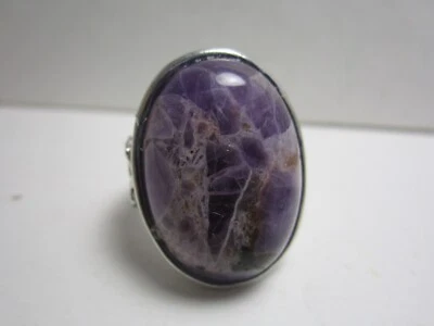 Ladies Silver Plated Ring With Purple Gemstone Size 6 1/4" US, New. - Image 1 of 3