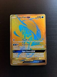Tapu Fini GX SV92/SV94 Gold Full Art - Hidden Fates Pokemon Card - NM