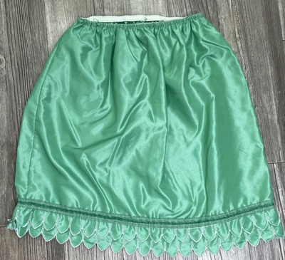 De colección Verde Satinado Festoneado Medio Deslizamiento Nylon Para Mujer L Foto 1 de 4