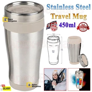 Creme Edelstahl Thermo Trinkbecher und Auto Thermo Mehrwegbecher 450ml - Bild 1 von 3