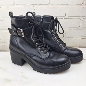 No Bo Boundaries Kunstleder schwarz "Motto" Chunk Y2K Goth Stiefel Damengröße 10 M - Bild 1 von 10