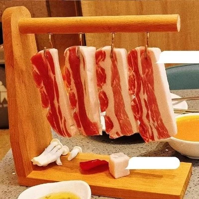 Hakenregalhalter Stall mit 4 Haken Kochzubehör Kleiderbügel Holz - Bild 1 von 4