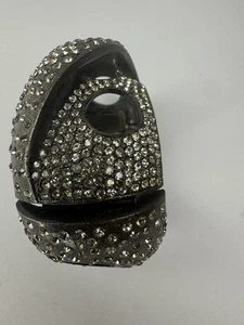Bracciale Rebel Designs in ottone anticato con cerniera e cristalli trasparenti - nuovo vintage - Foto 1 di 4