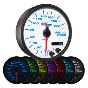 GlowShift White 7 Color 3 3/4" 95mm In-Dash 220 km/h KM Speedometer Gauge Kit - Picture 1 of 5