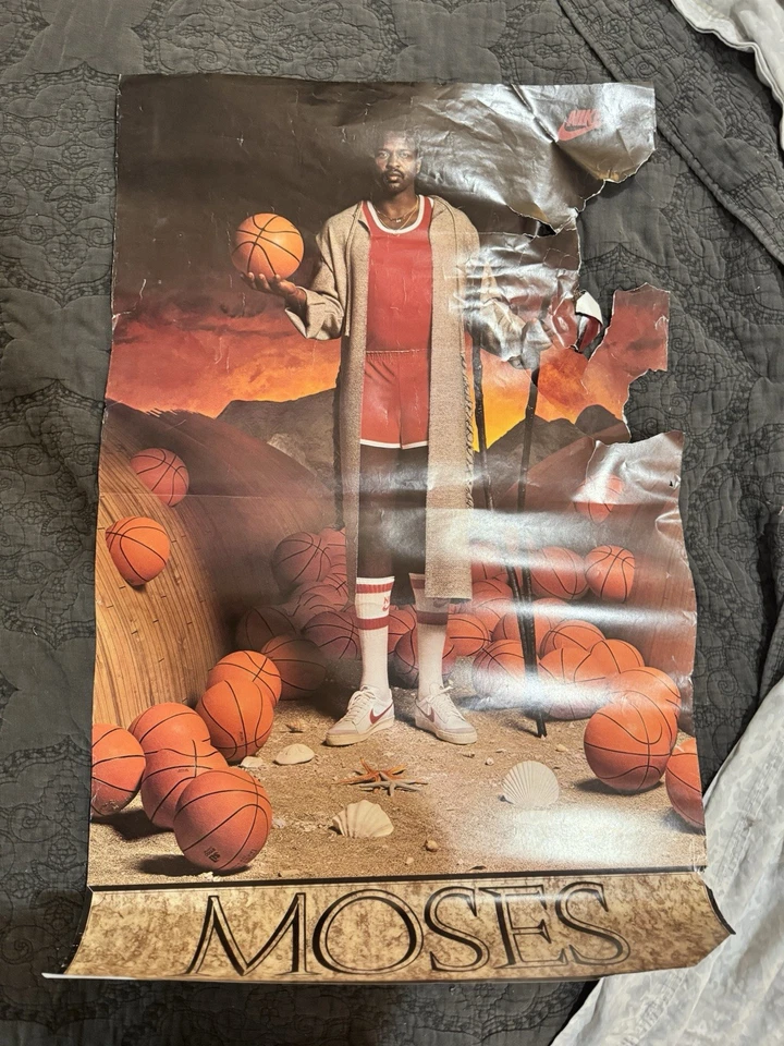 Vintage 1980s Nike Moses Malone Poster “Moses” – Rare Original Basketball Ad - Image 1 of 1