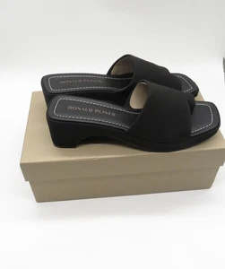 Sandalias para mujer Donald Pliner negras deslizables talla 7,5 punta abierta tacón bloque NUEVAS - Imagen 1 de 7