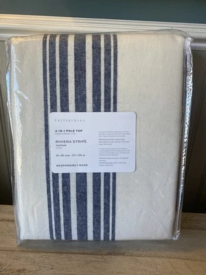 Pottery Barn "Riviera - Navy" Linen BLKOUT Drape Panel 50 X 96 - 1 panel - Image 1 of 4